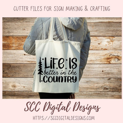 Life is Better in The Country SVG, Farm Girl Shirt for Mom, Farmhouse Sign Decor for Girlfriend, House Warming Gift for Ranch Couple