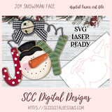 Joy Snowman Face Christmas Ornament SVG Cut Design, 3D Laser Ready for Glowforge & Laser Cutters, Instant Download Digital Woodworking Pattern