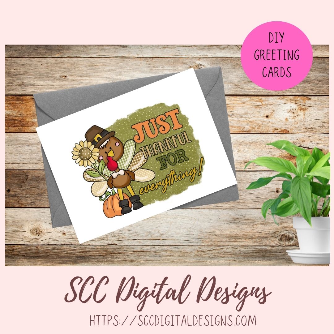 Just Be Thankful for Everything Clipart, Pilgrim Turkey Sunflower Pumpkin Clip Art, Inspirational Quote Wall Art for Mom, DIY Movitional Mug