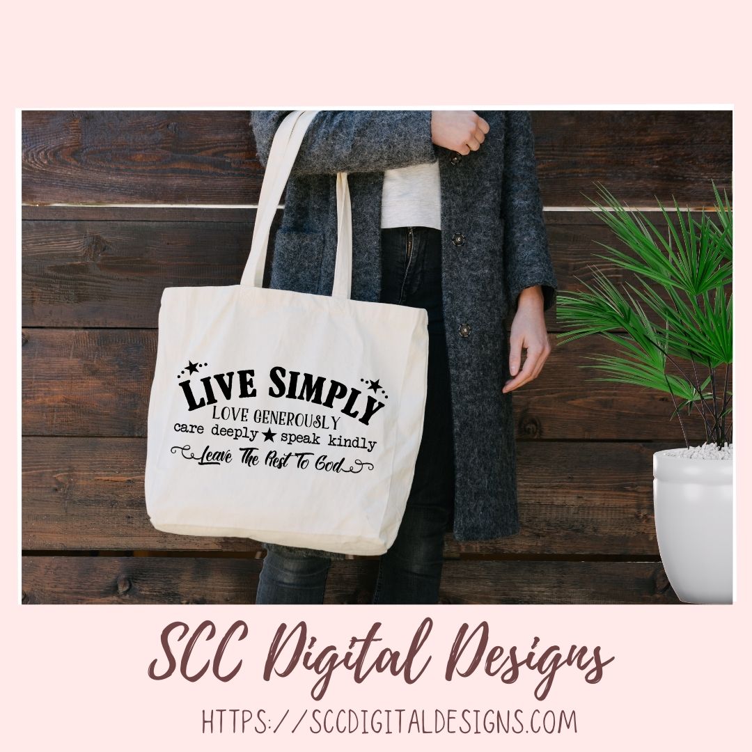 Leave the Rest to God SVG, DIY Love Generously Farmhouse Sign Decor, Live Simply Inspirational Quote Cut File, Religious Gift for Women