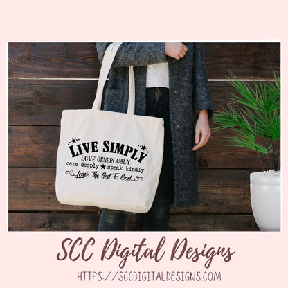 Leave the Rest to God SVG, DIY Love Generously Farmhouse Sign Decor, Live Simply Inspirational Quote Cut File, Religious Gift for Women