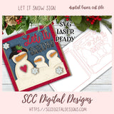 Whimsical Let it Snow Sign with 3 Snowmen SVG Cut Design, 3D Laser Ready for Glowforge & Laser Cutters, Instant Download Digital Woodworking Pattern