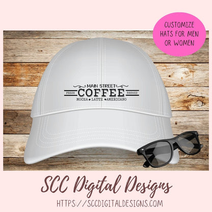 Main Street Coffee Sign SVG, Mocha Latte Americano Coffee Bar Sign, DIY Mugs & Tumblers for Women, Instant Download Farmhouse Kitchen Decor
