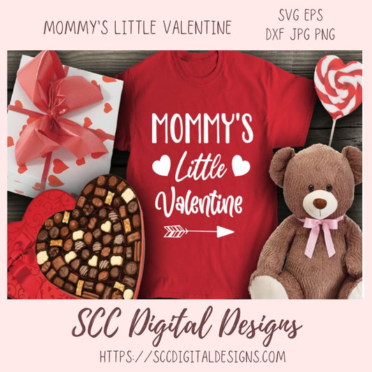 Mommy's Little Valentine SVG, DIY Unisex Child's Valentine Day T-Shirt, Cricut Design for Pregnant Mom Announcement Shirt, Gift for Baby
