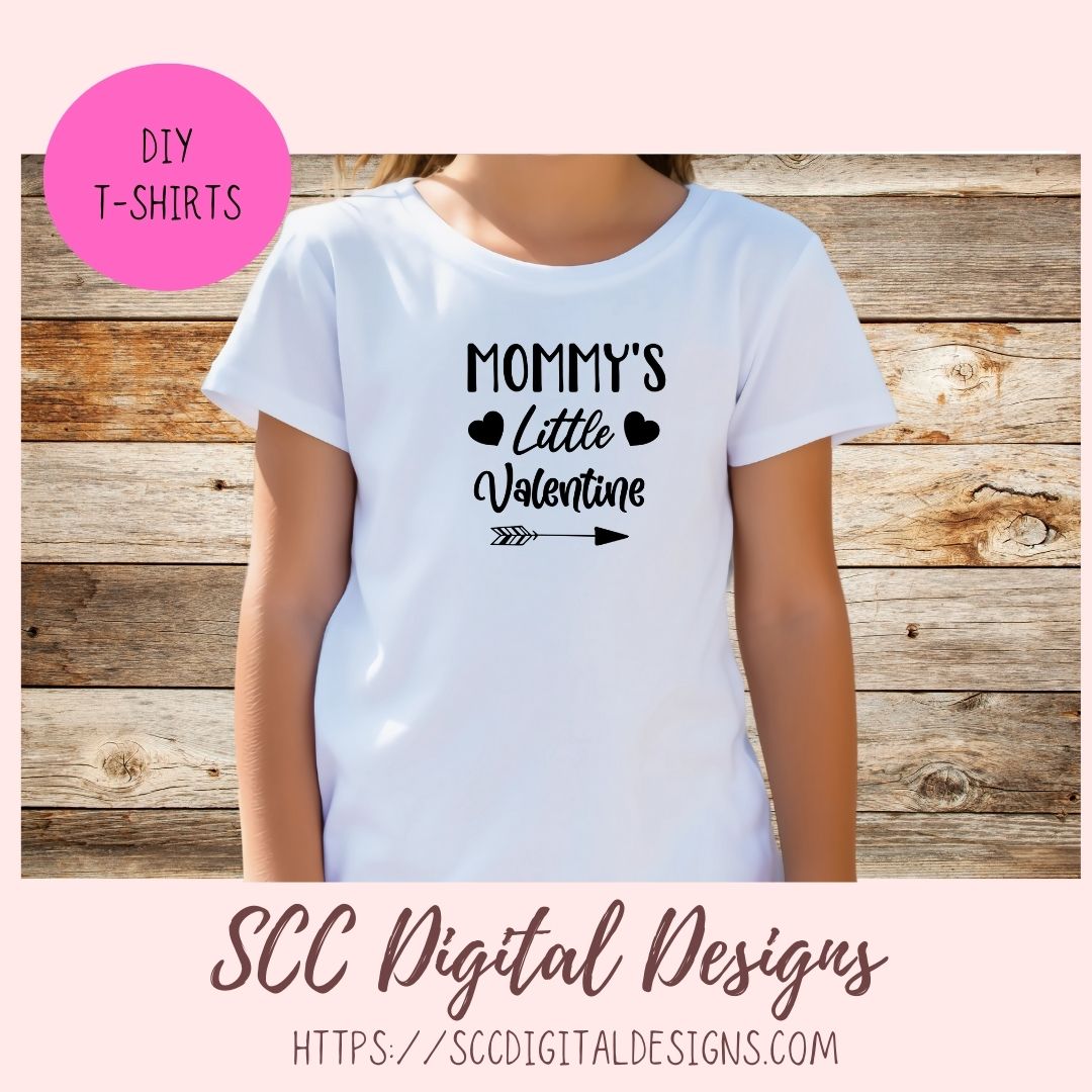 Mommy's Little Valentine SVG, DIY Unisex Child's Valentine Day T-Shirt, Cricut Design for Pregnant Mom Announcement Shirt, Gift for Baby
