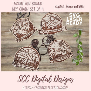 Mountain Quote Keychain SVG Bundle 4 designs in svg laser format