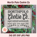 Christmas Farmhouse Wall Art, North Pole Cookie Co SVG, Baked With Love Since 1845, Old Fashioned Bakery Sign Christmas Decor for Mom
