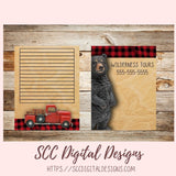 North Woods Printable Note Pages, DIY Print Personalized Outdoorsy Stationary, Bear Moose Fish Vintage Red Truck Unlined Planner Inserts