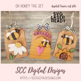 Oh Honey Bee Laser Tag SVGs 3 designs in svg laser format