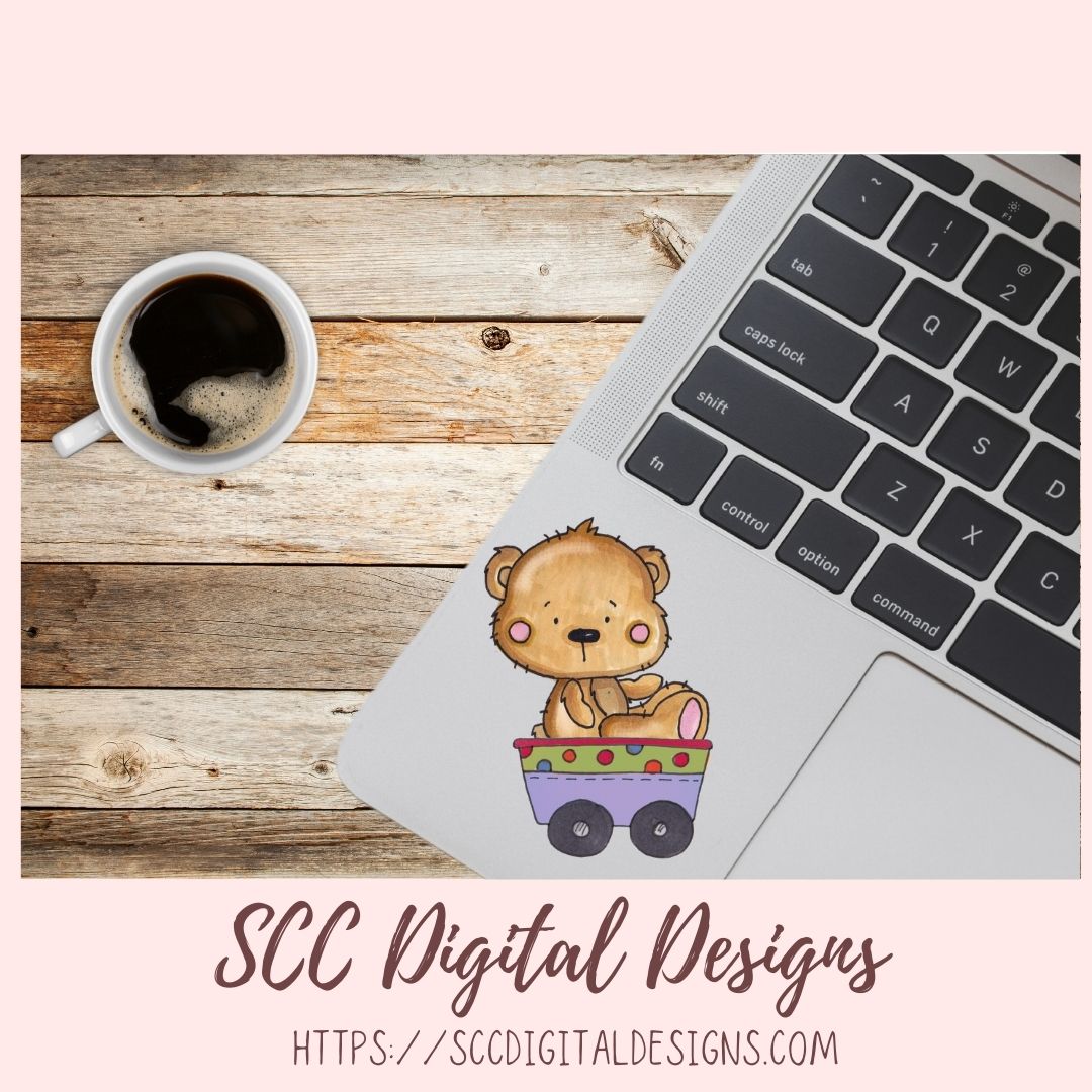 Whimsical Bear Clipart for Sublimation for Kids Birthday T-Shirts and Greeting Cards, Colorful Airplanes & Trains PNG for Scrapbooking