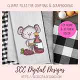 Wine PNG for DIY Gift Tags for a Hostess Gift, Cute Mice Clipart for Sublimation for Tumblers and T-Shirts, Whimsical Mouse for Scrapbooking