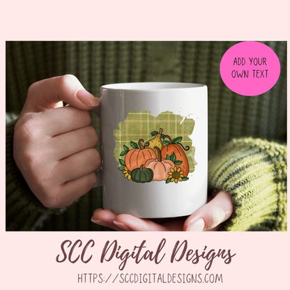 Fall Blessings Clipart, Pretty Fall Pumpkins & Sunflowers PNG, Inspirational Quote Wall Art For Mom, Farmhouse Kitchen Sign Decor