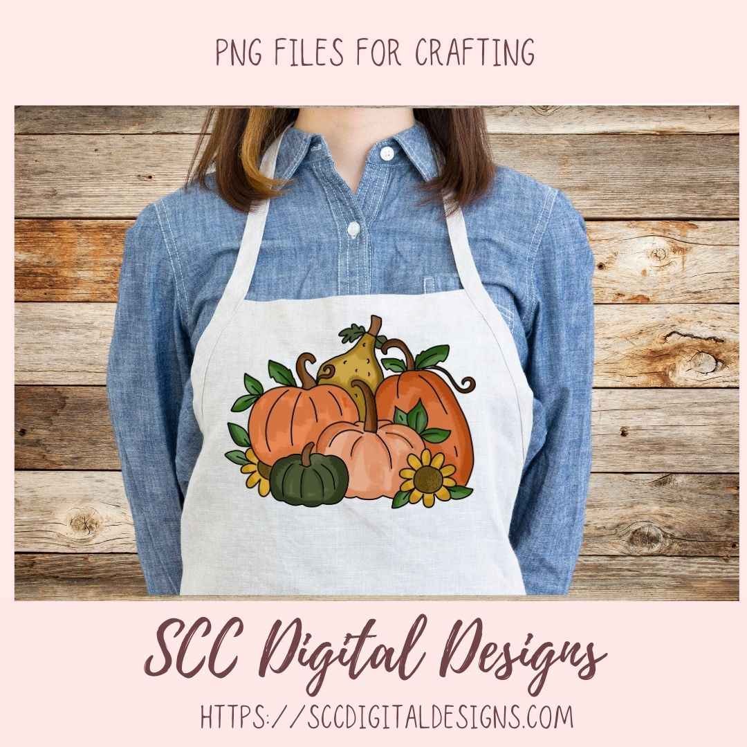 Fall Blessings Clipart, Pretty Fall Pumpkins & Sunflowers PNG, Inspirational Quote Wall Art For Mom, Farmhouse Kitchen Sign Decor
