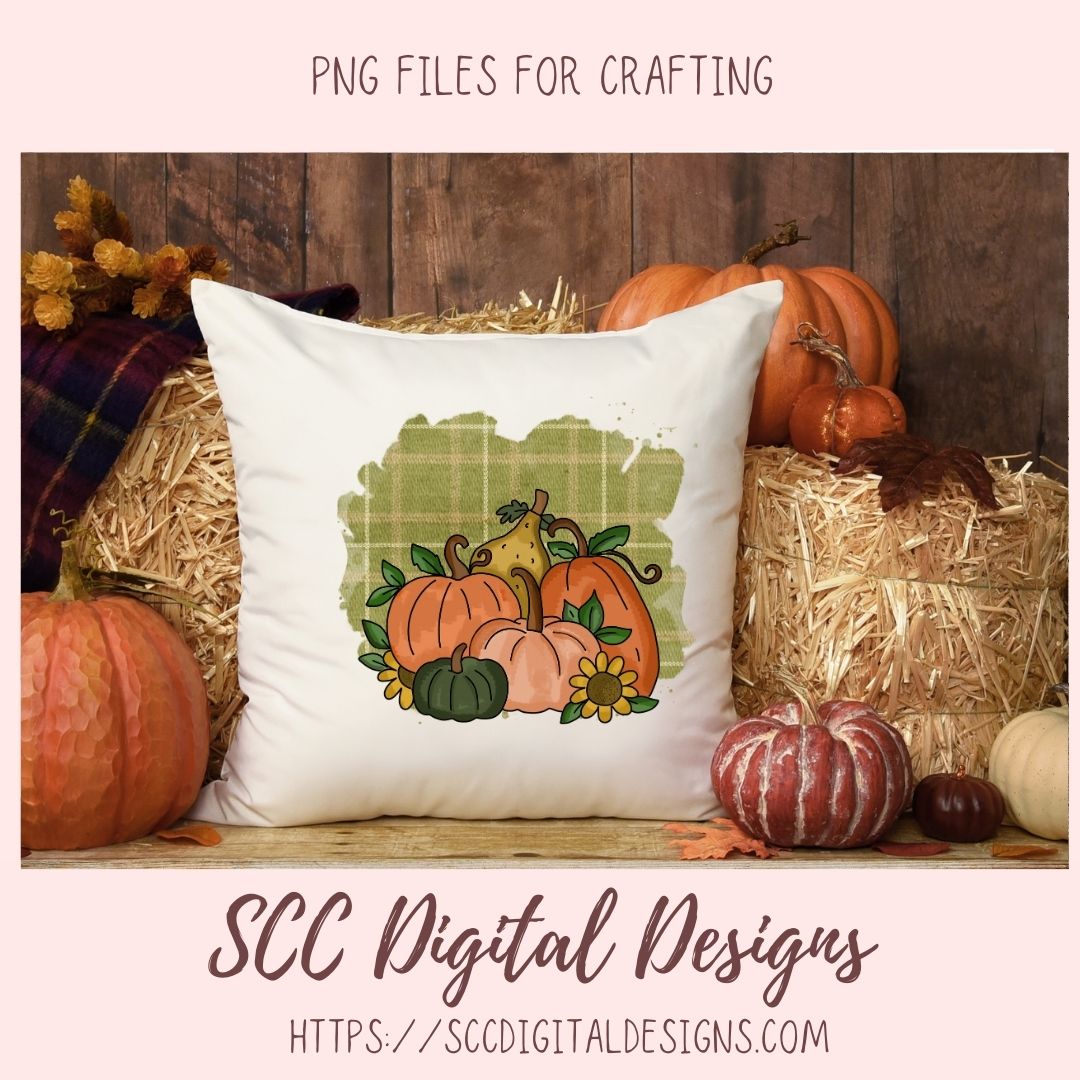 Fall Blessings Clipart, Pretty Fall Pumpkins & Sunflowers PNG, Inspirational Quote Wall Art For Mom, Farmhouse Kitchen Sign Decor