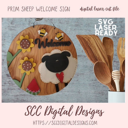 Prim Sheep Welcome Sign Laser SVG
1 Design in digial laser format