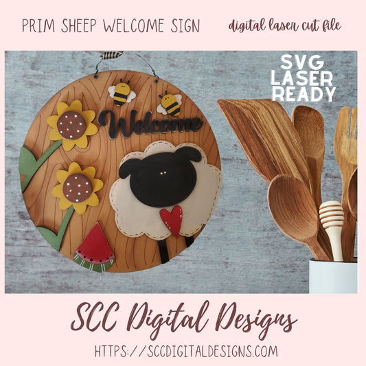 Prim Sheep Welcome Sign Laser SVG
1 Design in digial laser format