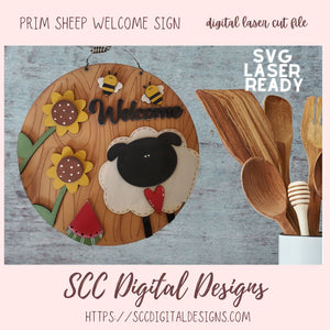 Prim Sheep Welcome Sign Laser SVG
1 Design in digial laser format
