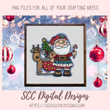 Christmas Clipart, Sublimation Santa's Sleigh, Reindeer, Tree & Presents PNG, DIY Paper Crafts, Home Decor, Wall Art, and Gifts for Mom