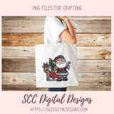 Christmas Clipart, Sublimation Santa's Sleigh, Reindeer, Tree & Presents PNG, DIY Paper Crafts, Home Decor, Wall Art, and Gifts for Mom