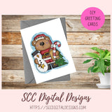 Christmas Bear PNG, Sublimation Snowman Design, DIY Christmas Printables for Kids, Whimsical Digital Download Scrapbook Clip Art Elements