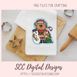 Christmas Bear PNG, Sublimation Snowman Design, DIY Christmas Printables for Kids, Whimsical Digital Download Scrapbook Clip Art Elements