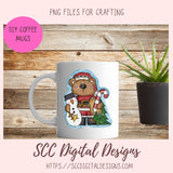 Christmas Bear PNG, Sublimation Snowman Design, DIY Christmas Printables for Kids, Whimsical Digital Download Scrapbook Clip Art Elements