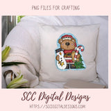 Christmas Bear PNG, Sublimation Snowman Design, DIY Christmas Printables for Kids, Whimsical Digital Download Scrapbook Clip Art Elements