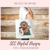 Christmas Bear PNG, Sublimation Snowman Design, DIY Christmas Printables for Kids, Whimsical Digital Download Scrapbook Clip Art Elements