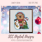 Christmas Bear PNG, Sublimation Snowman Design, DIY Christmas Printables for Kids, Whimsical Digital Download Scrapbook Clip Art Elements