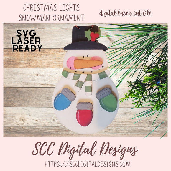 Christmas Lights Snowman  Ornament SVG 1 design in svg laser format