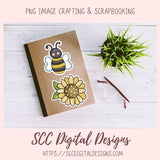 Sunflower Gnome PNG, Bee Wild & Free Printable Stickers for Kids for Tumblers, Digital Stickers Goodnotes Compatible Scrapbooking Elements