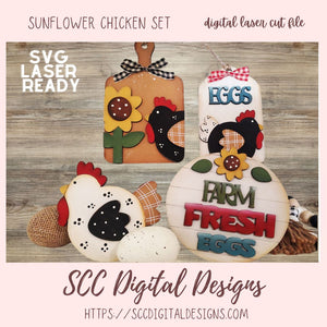 Farmhouse Chicken SVG Bundle 4 designs in laser svg format