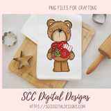 Whimsical Bears Clipart, Love Letter, Red Roses, Chocolate Candies Clip Art for Sublimation for Stickers, Cute PNG Designs for Kids Shirts