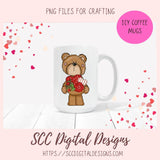 Whimsical Bears Clipart, Love Letter, Red Roses, Chocolate Candies Clip Art for Sublimation for Stickers, Cute PNG Designs for Kids Shirts