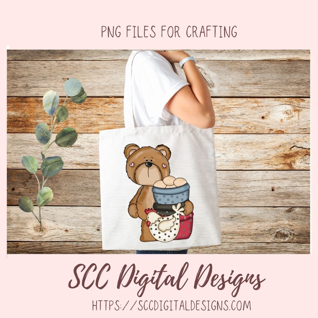 Whimsical Bears PNG for Stickers for Kids, Wall Art for Chicken Lover, Farm Animals Clipart for Sublimation T-Shirts for Women, Scrapbooking Elements