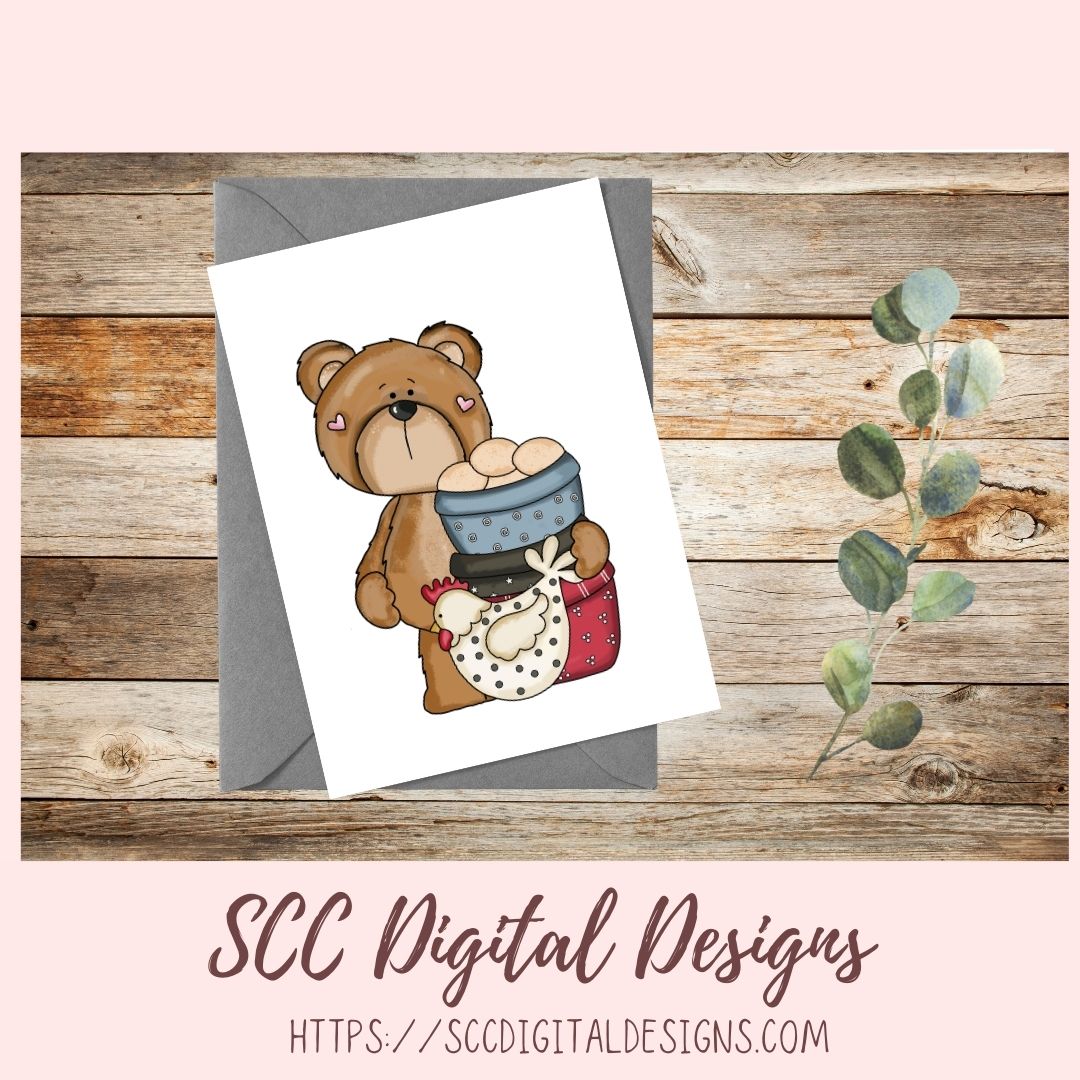 Whimsical Bears PNG for Stickers for Kids, Wall Art for Chicken Lover, Farm Animals Clipart for Sublimation T-Shirts for Women, Scrapbooking Elements
