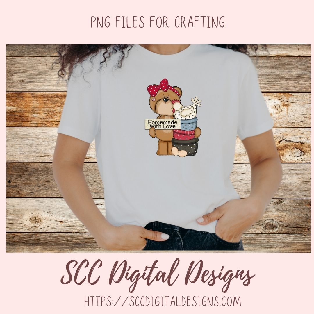 Whimsical Bears PNG for Stickers for Kids, Wall Art for Chicken Lover, Farm Animals Clipart for Sublimation T-Shirts for Women, Scrapbooking Elements