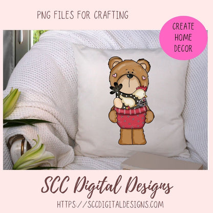 Whimsical Bears PNG for Stickers for Kids, Wall Art for Chicken Lover, Farm Animals Clipart for Sublimation T-Shirts for Women, Scrapbooking Elements