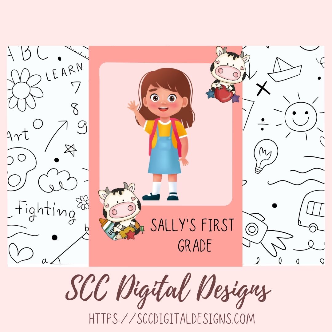 Sweet Cows School Days Clipart, Black &  White Cows, Crayons, Glue, Apple, Report Card for Stickers for Kids, Teacher Resource Clip Art and Scrapbook Elements