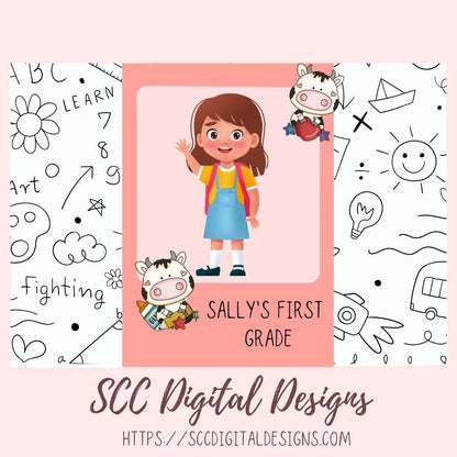 Sweet Cows School Days Clipart, Black &  White Cows, Crayons, Glue, Apple, Report Card for Stickers for Kids, Teacher Resource Clip Art and Scrapbook Elements