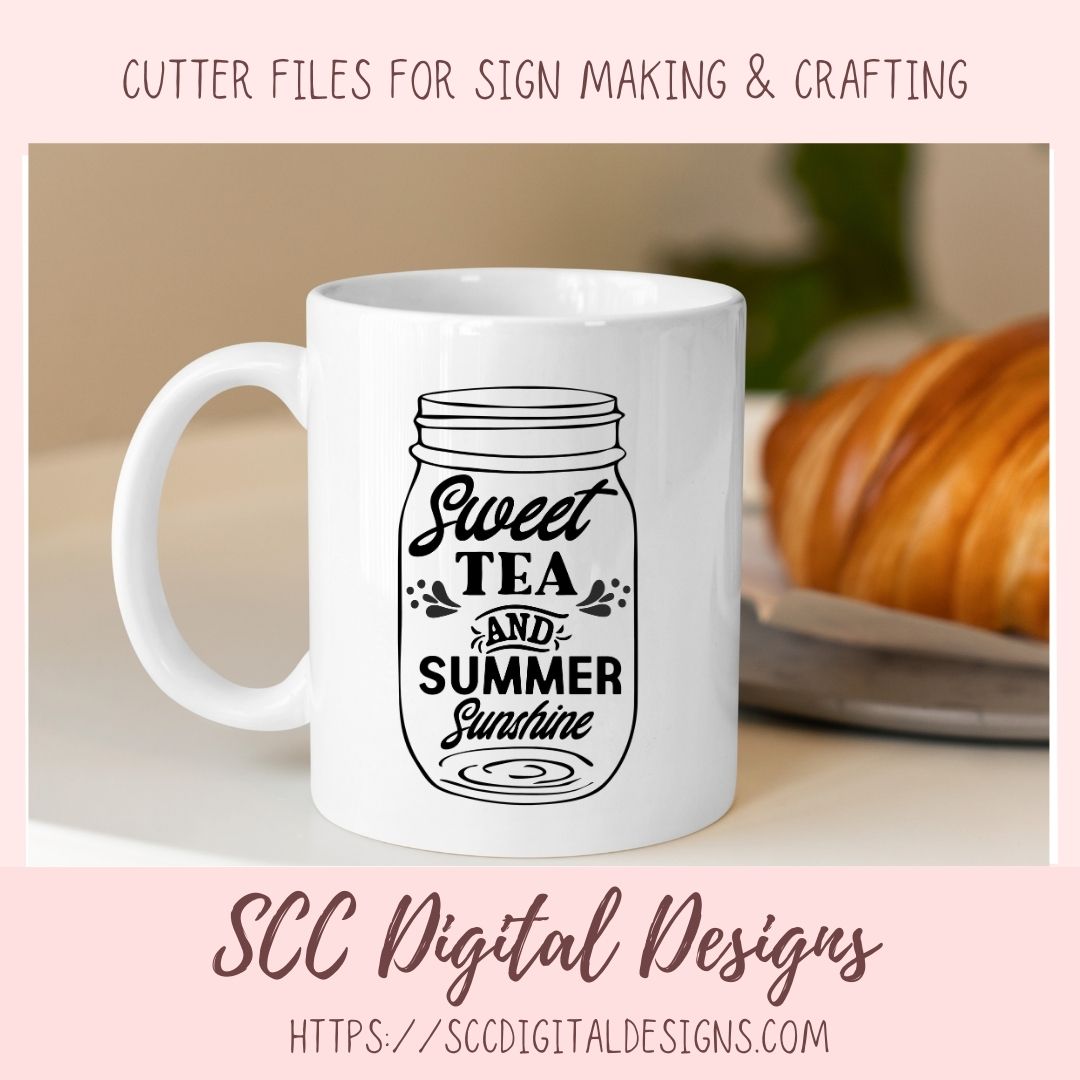Sweet Tea SVG, Summer Sunshine PNG, DIY Farmhouse Wall Art for Mom, House Warming Gift for Southern Couple, Cricut Design for Shirts