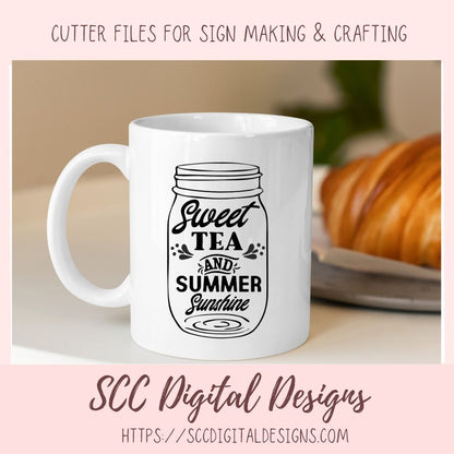 Sweet Tea SVG, Summer Sunshine PNG, DIY Farmhouse Wall Art for Mom, House Warming Gift for Southern Couple, Cricut Design for Shirts