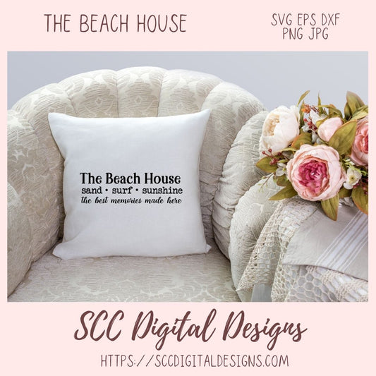 Beach House Memories SVG, Sand Surf Sunshine Mug for Girlfriend, The Best Memories are Made Here Cottage Decor for Mom, Beach Lover Gift