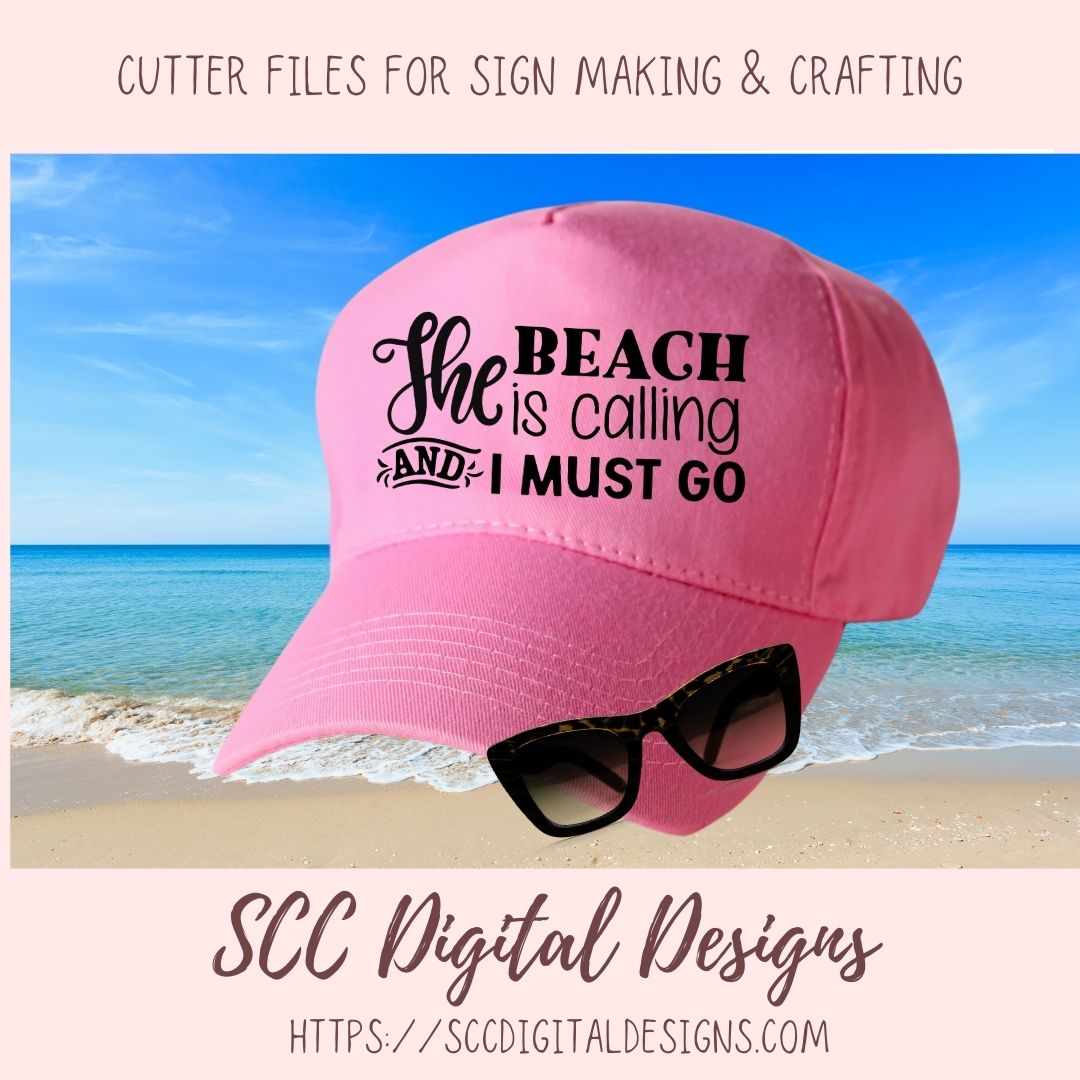 The Beach is Calling and I Must Go SVG, Summer Vacation Shirts for Kids, Coastal Cottage Wall Art for Mom, Inspirational Quote Design