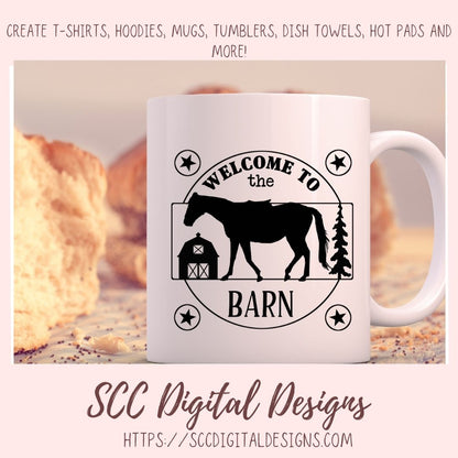 Horse Barn SVG, Welcome to the Barn Farmhouse Decor for Mom, Horse Lover Gift for Women, DIY Rustic Farm Front Door Sign, Instant Download