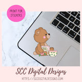Whimsical Bear Clipart, Time for Tea PNG Designs for Stickers & Printables, Teapots Tea Cups Wordart for Sublimation Tumblers, Scrapbooking