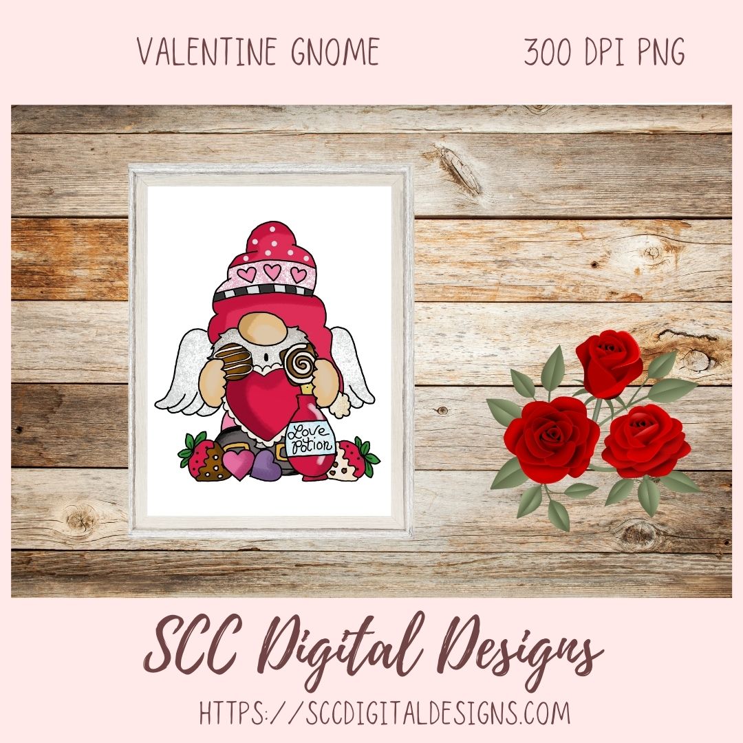 Valentine Gnome PNG 1 design in 300 dpi png format