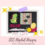 Walk with the Dino's Clipart, Digital Background Papers, Wordart, Dinosaur PNGs for Stickers for Kids, Instant Download Scrapbook Elements