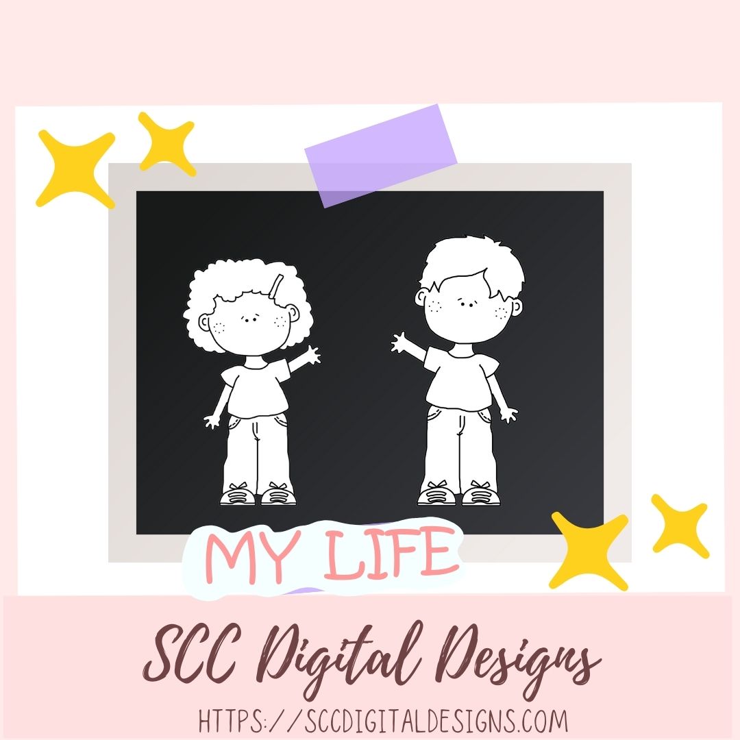 Kids Clipart, Diverse Boys & Girls PNG, Waving Children Digi Stamps, DIY Coloring Pages for Preschoool or Homeschool Activities