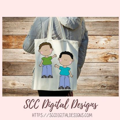 Kids Clipart, Diverse Boys & Girls PNG, Waving Children Digi Stamps, DIY Coloring Pages for Preschoool or Homeschool Activities